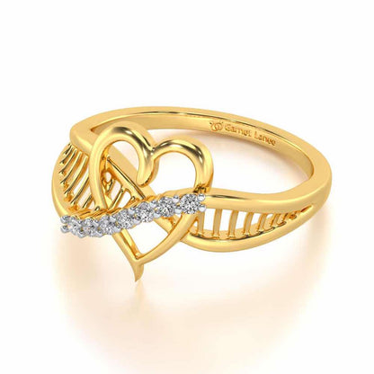 Heart Lattice Silver Ring - Yellow Gold - Image 2