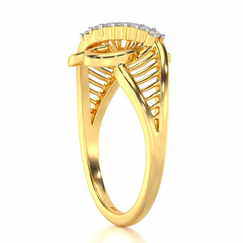 Heart Lattice Silver Ring - Yellow Gold - Image 3