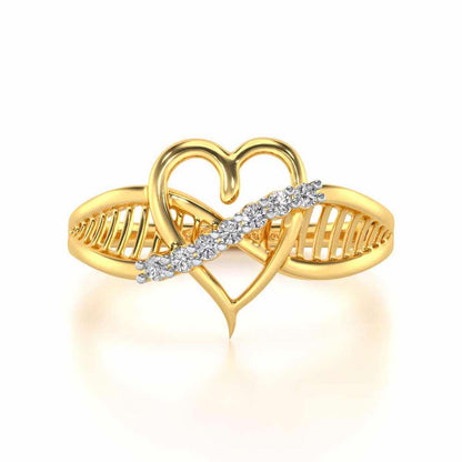 Heart Lattice Silver Ring - Yellow Gold - Image 4