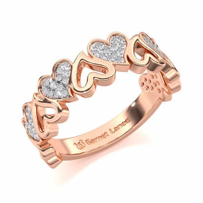 Heart Line Silver Band Ring - Rose Gold - Image 1