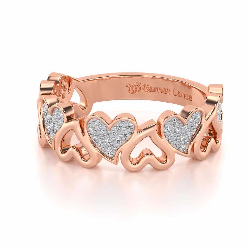 Heart Line Silver Band Ring - Rose Gold - Image 2