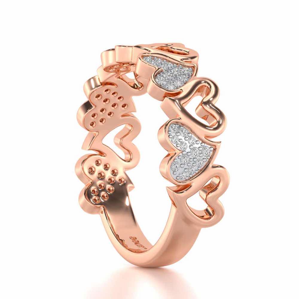 Heart Line Silver Band Ring - Rose Gold - Image 3