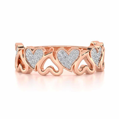 Heart Line Silver Band Ring - Rose Gold - Image 4