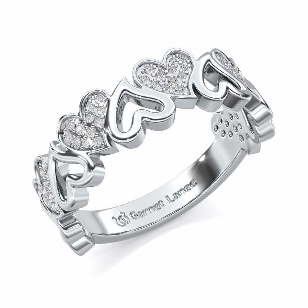 Heart Line Silver Band Ring - White Gold - Image 1