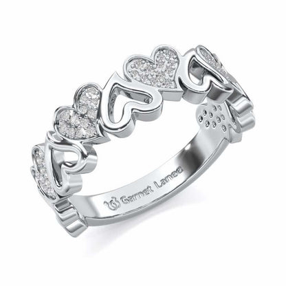 Heart Line Silver Band Ring - White Gold - Image 1