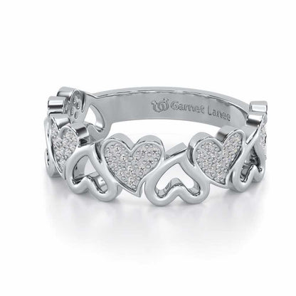Heart Line Silver Band Ring - White Gold - Image 2