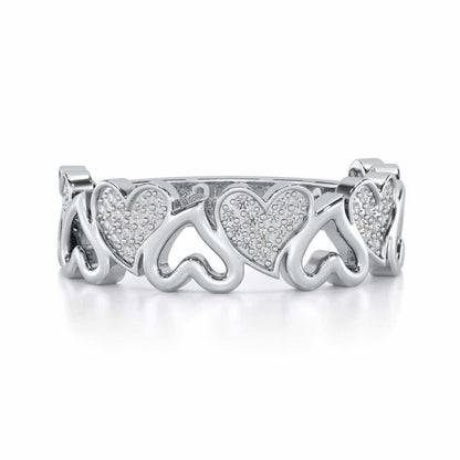 Heart Line Silver Band Ring - White Gold - Image 4