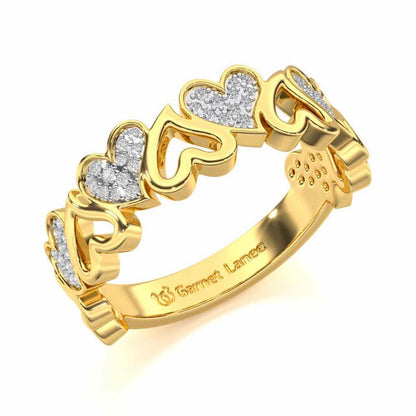 Heart Line Silver Band Ring - Yellow Gold - Image 1