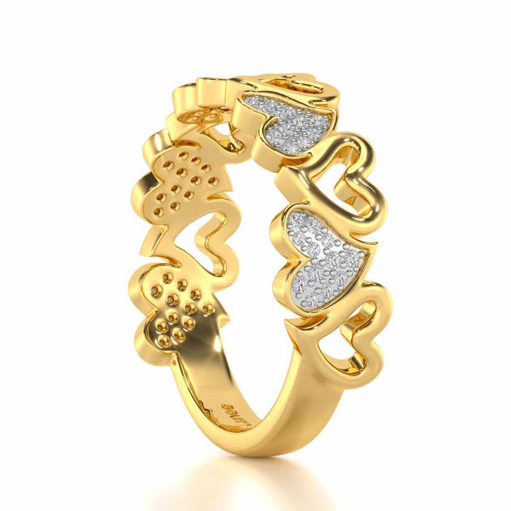 Heart Line Silver Band Ring - Yellow Gold - Image 3