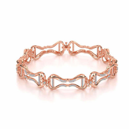 Heart Locked Silver Bangles - Rose Gold - Image 2
