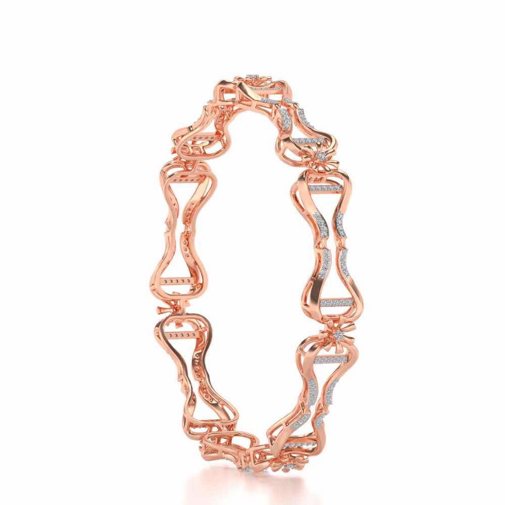 Heart Locked Silver Bangles - Rose Gold - Image 3