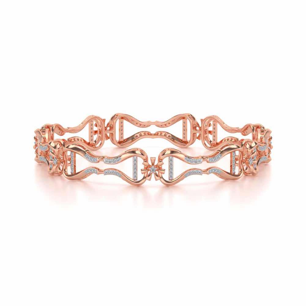 Heart Locked Silver Bangles - Rose Gold - Image 4