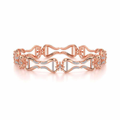 Heart Locked Silver Bangles - Rose Gold - Image 4