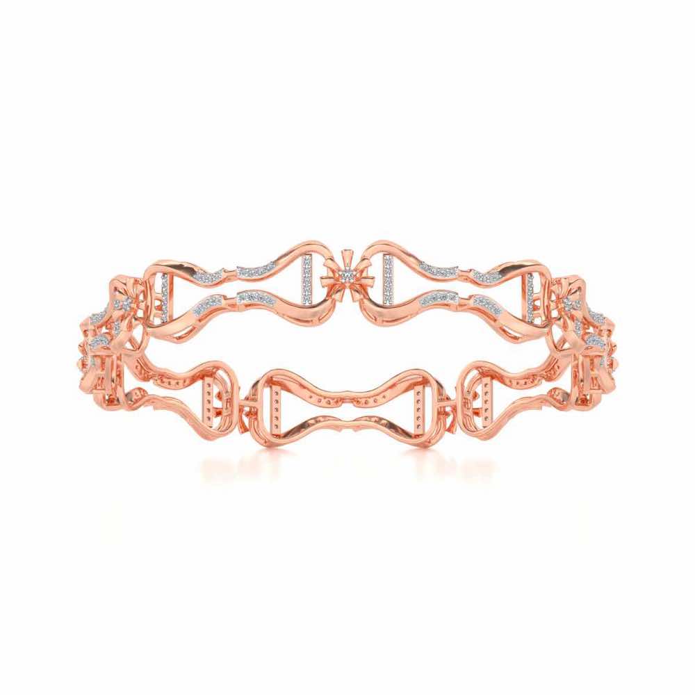 Heart Locked Silver Bangles - Rose Gold - Image 5