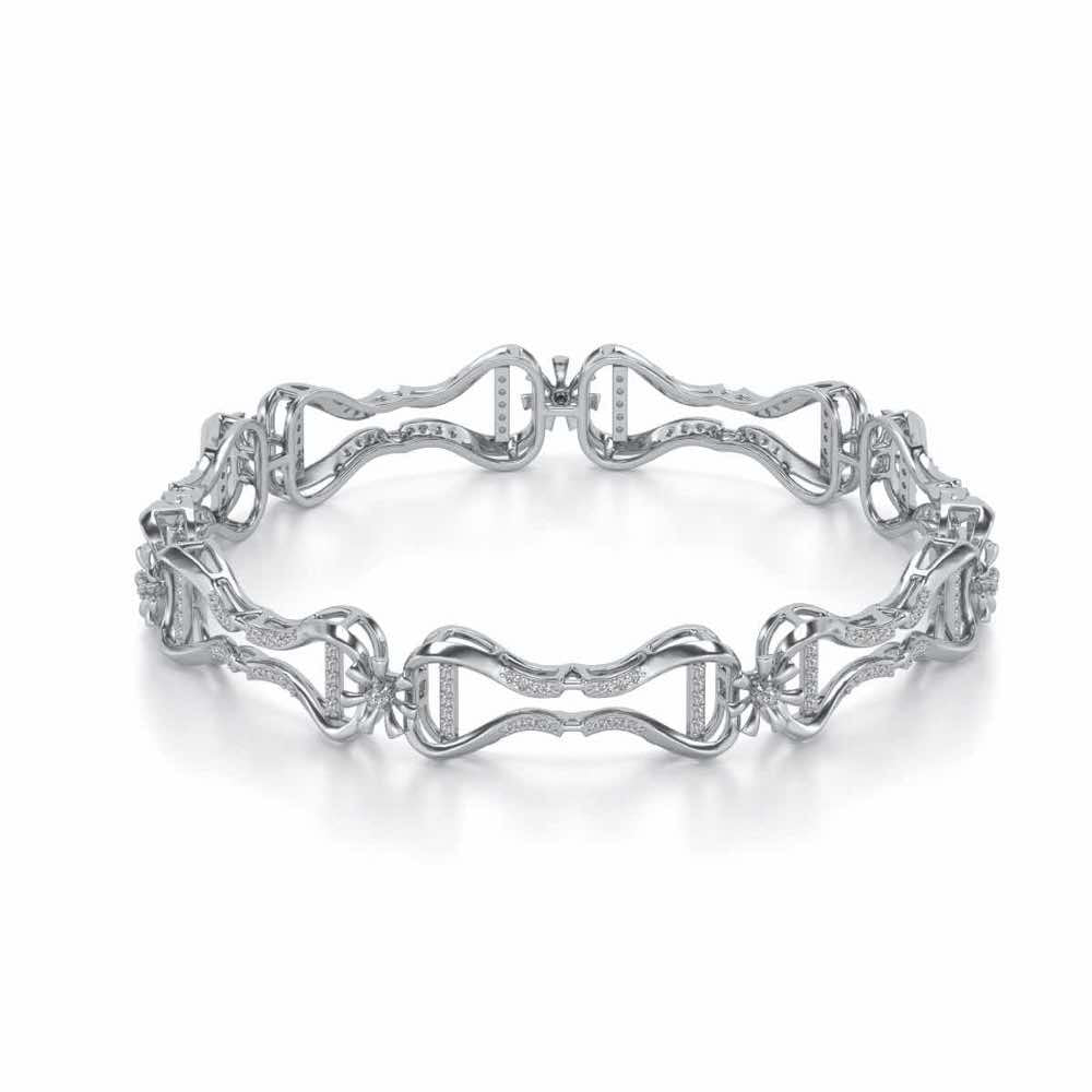 Heart Locked Silver Bangles - White Gold - Image 2