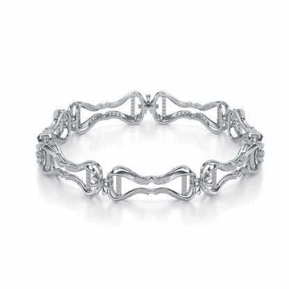 Heart Locked Silver Bangles - White Gold - Image 2
