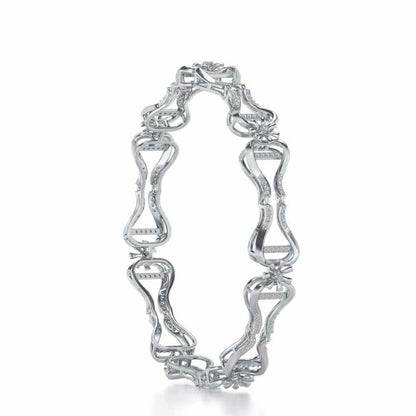 Heart Locked Silver Bangles - White Gold - Image 3