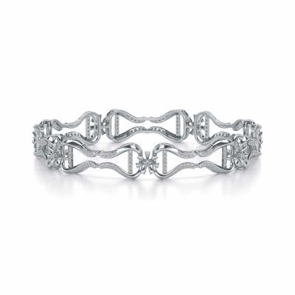Heart Locked Silver Bangles - White Gold - Image 4