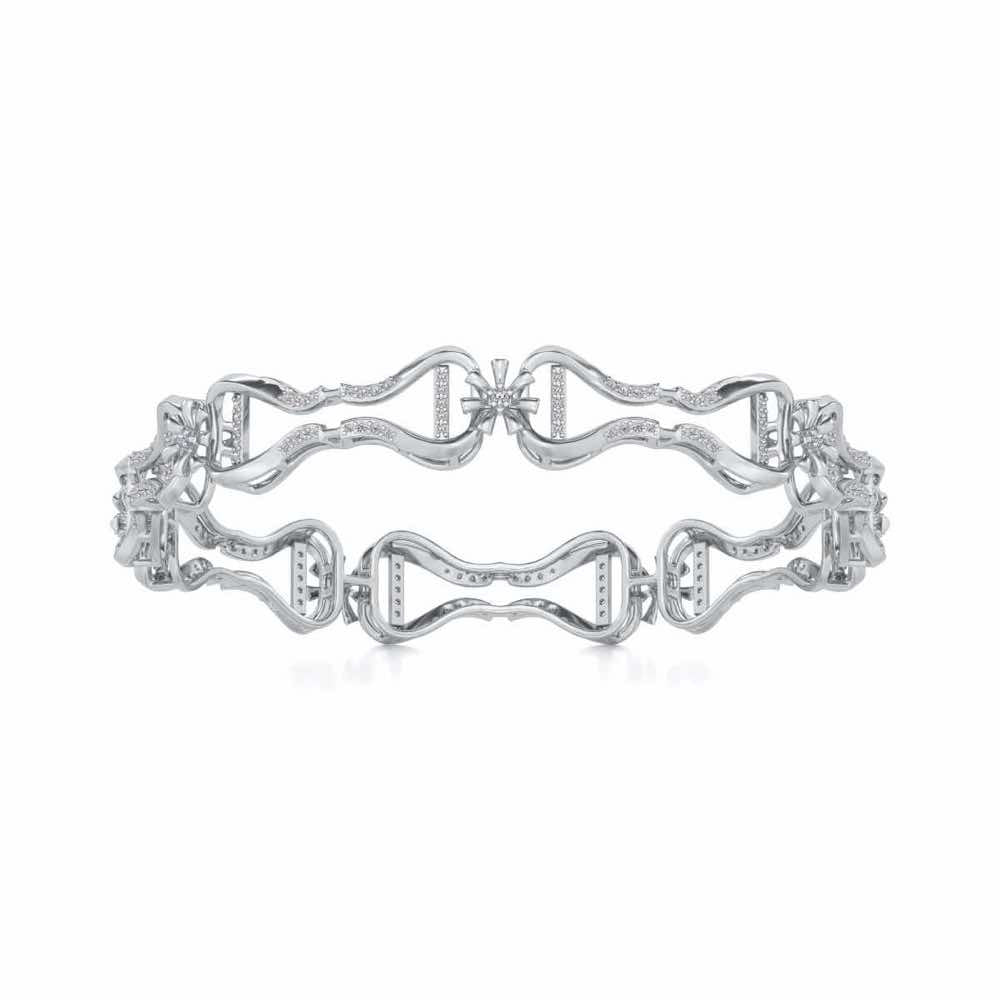 Heart Locked Silver Bangles - White Gold - Image 5