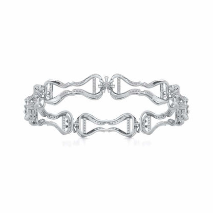 Heart Locked Silver Bangles - White Gold - Image 5