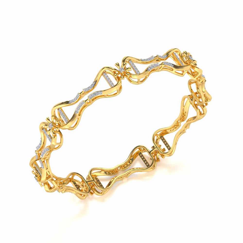 Heart Locked Silver Bangles - Yellow Gold - Image 1