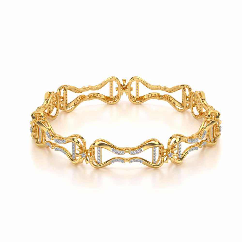 Heart Locked Silver Bangles - Yellow Gold - Image 2