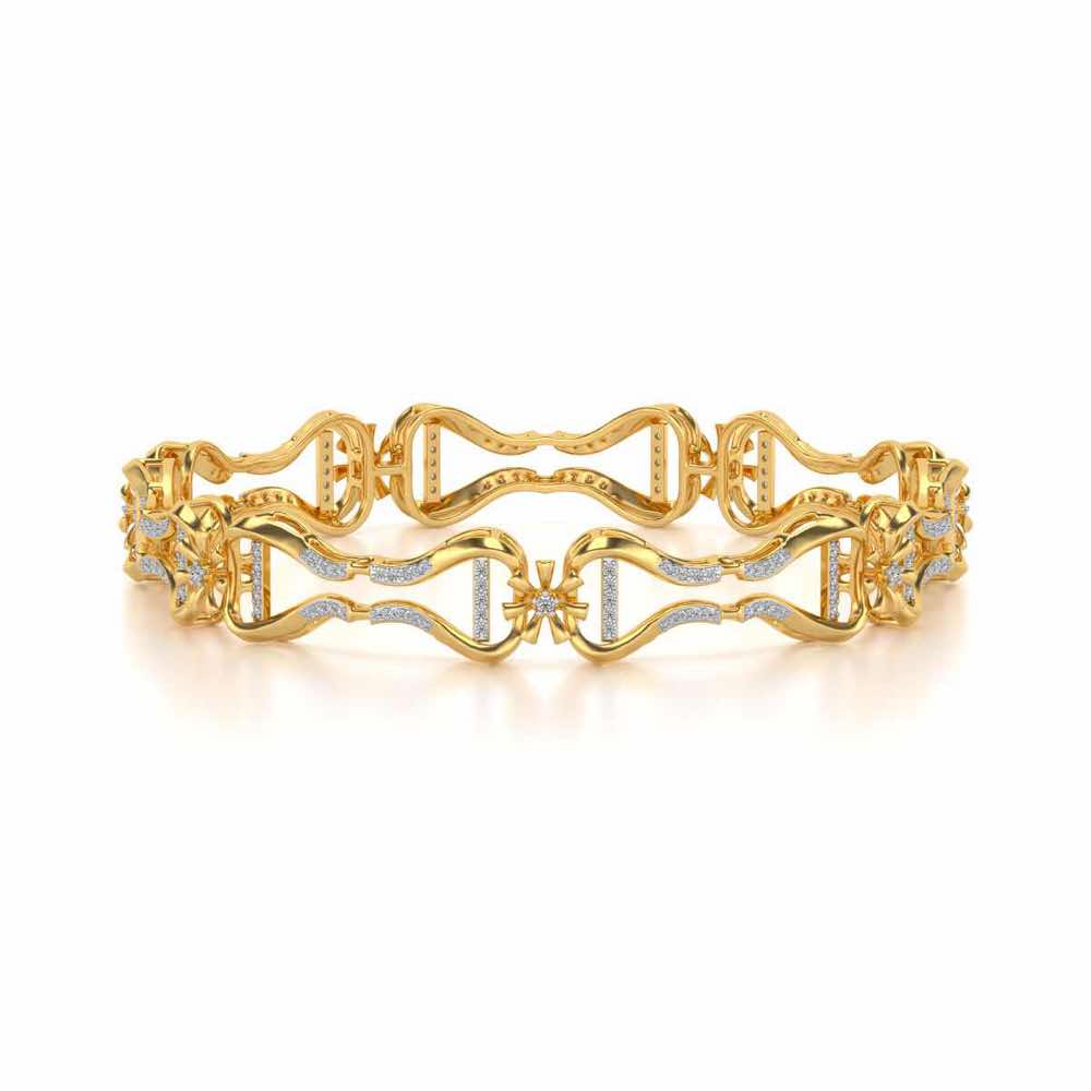 Heart Locked Silver Bangles - Yellow Gold - Image 4