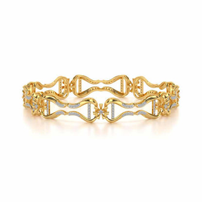 Heart Locked Silver Bangles - Yellow Gold - Image 4
