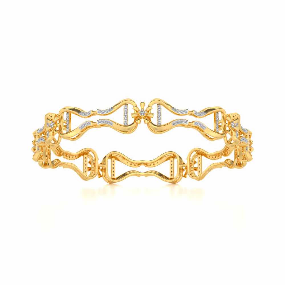 Heart Locked Silver Bangles - Yellow Gold - Image 5