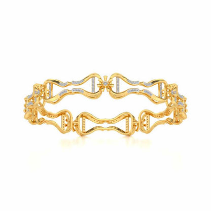 Heart Locked Silver Bangles - Yellow Gold - Image 5