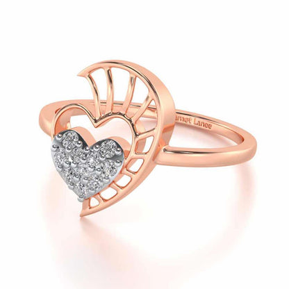 Heart Love Silver Ring - Rose Gold - Image 2