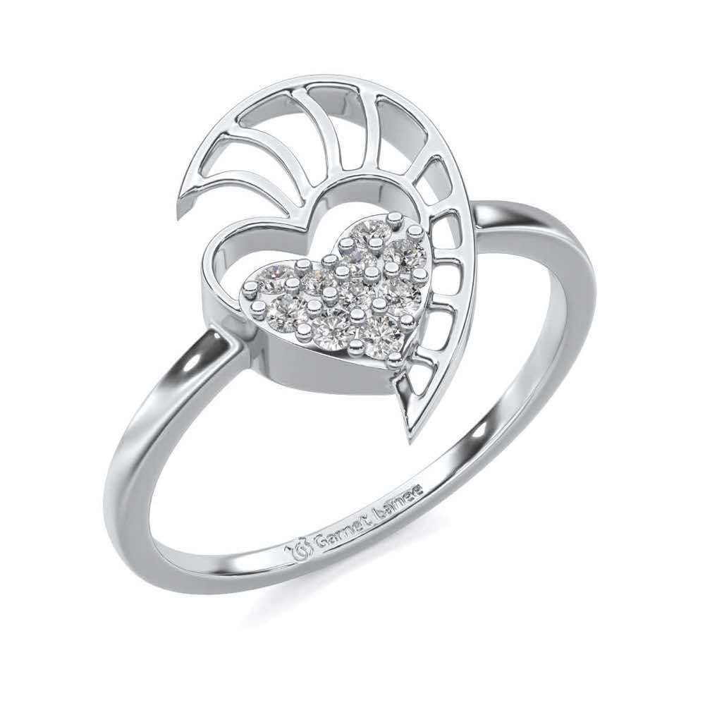 Heart Love Silver Ring - White Gold - Image 1