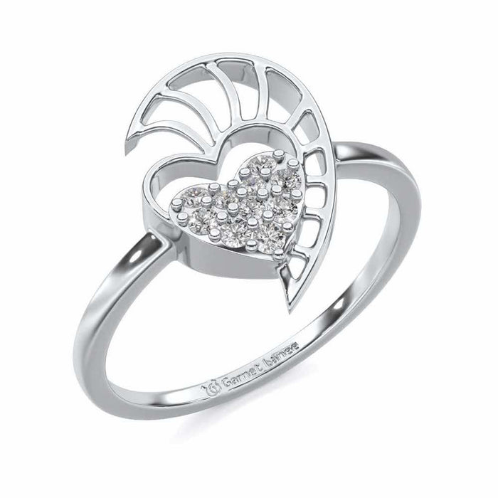 Heart Love Silver Ring - White Gold - Image 1