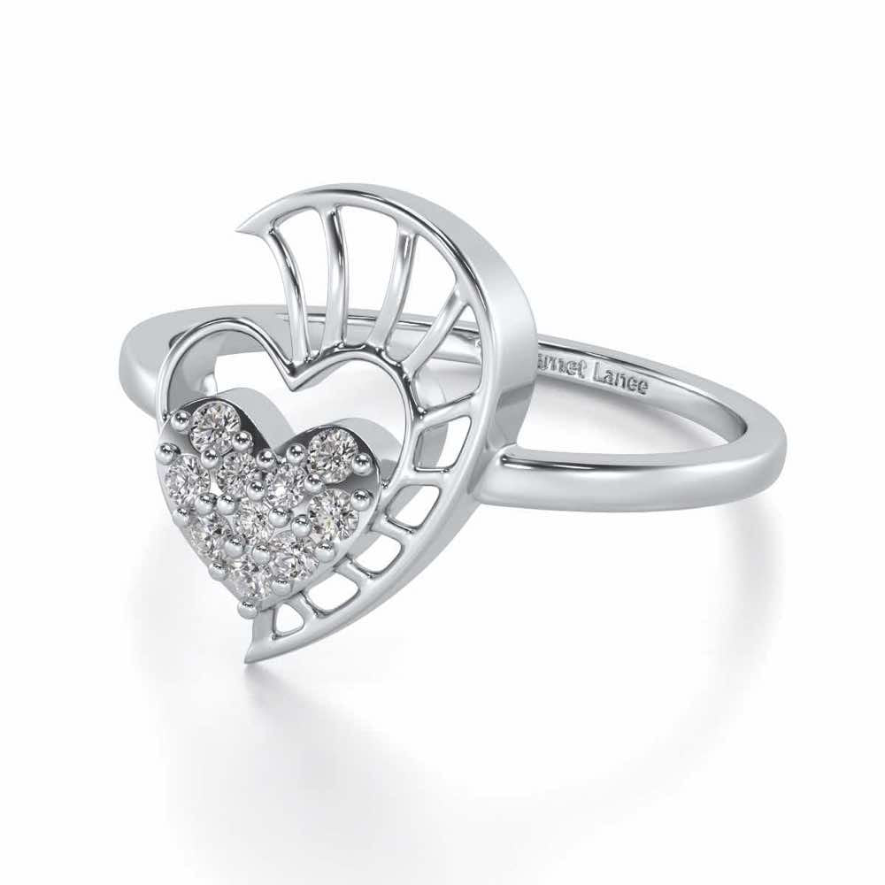 Heart Love Silver Ring - White Gold - Image 2