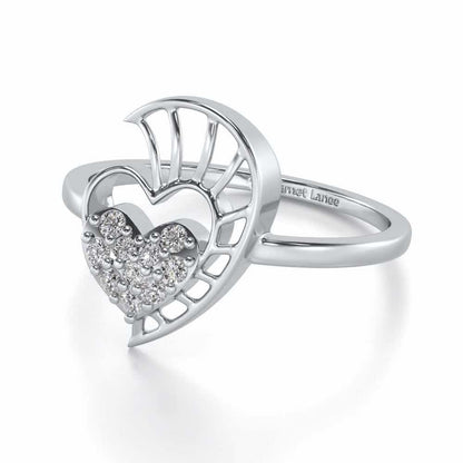 Heart Love Silver Ring - White Gold - Image 2