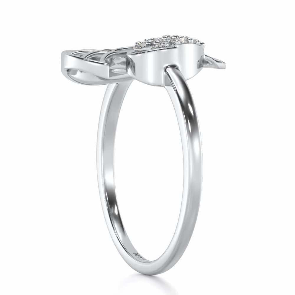 Heart Love Silver Ring - White Gold - Image 3