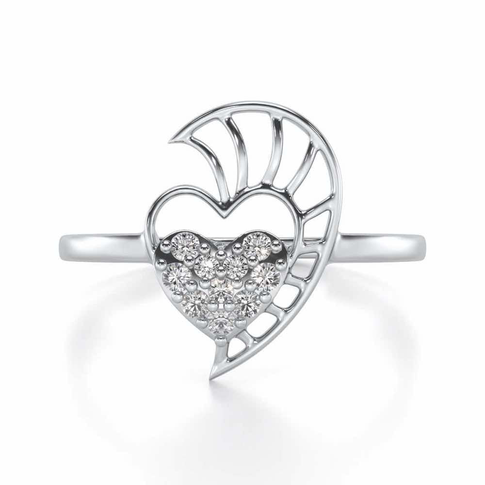 Heart Love Silver Ring - White Gold - Image 4