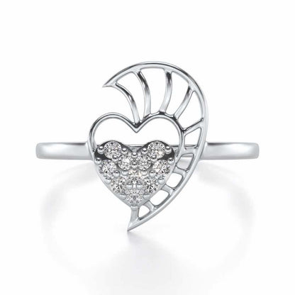 Heart Love Silver Ring - White Gold - Image 4