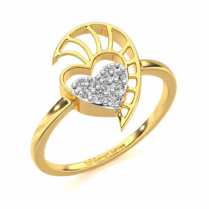 Heart Love Silver Ring - Yellow Gold - Image 1