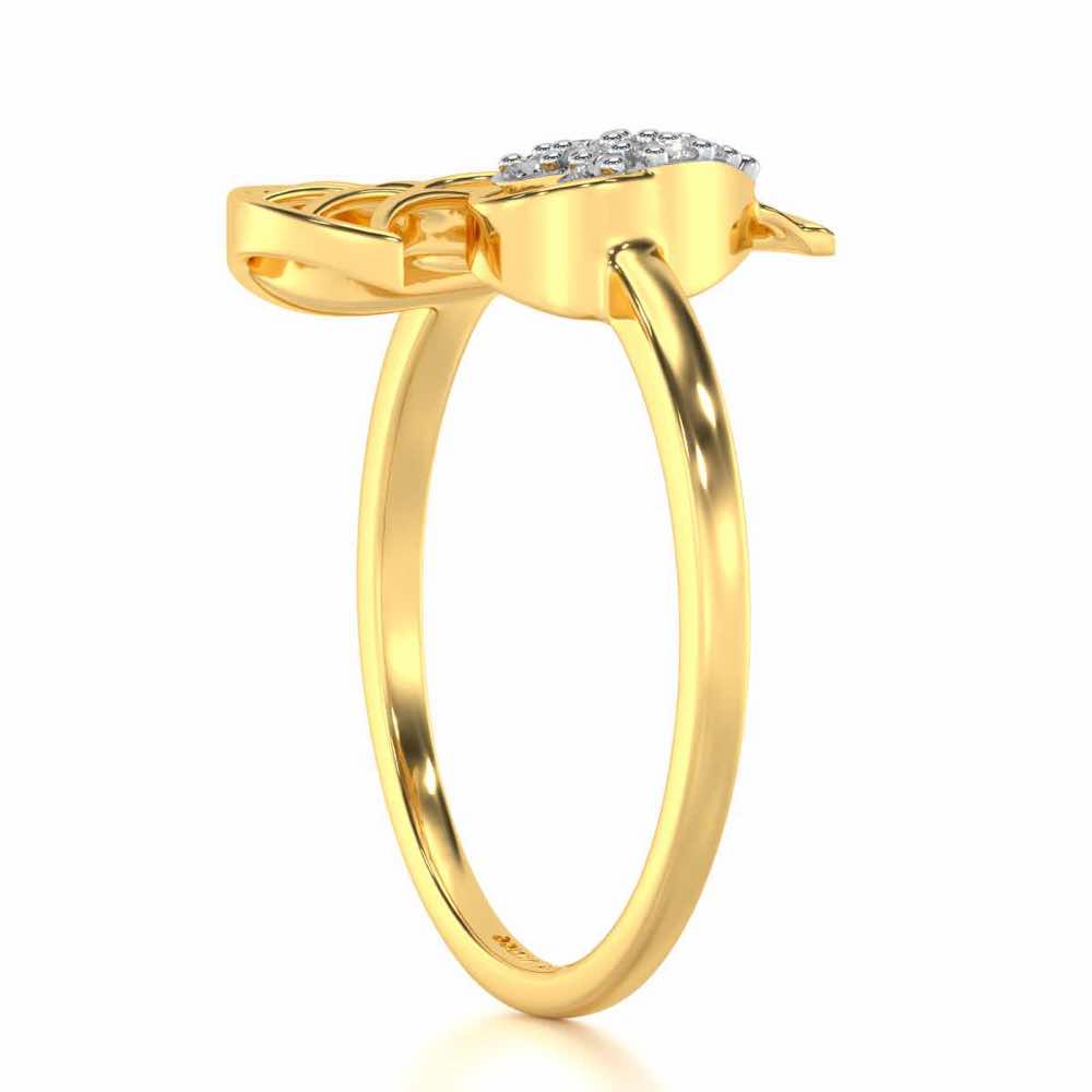 Heart Love Silver Ring - Yellow Gold - Image 3
