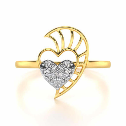 Heart Love Silver Ring - Yellow Gold - Image 4