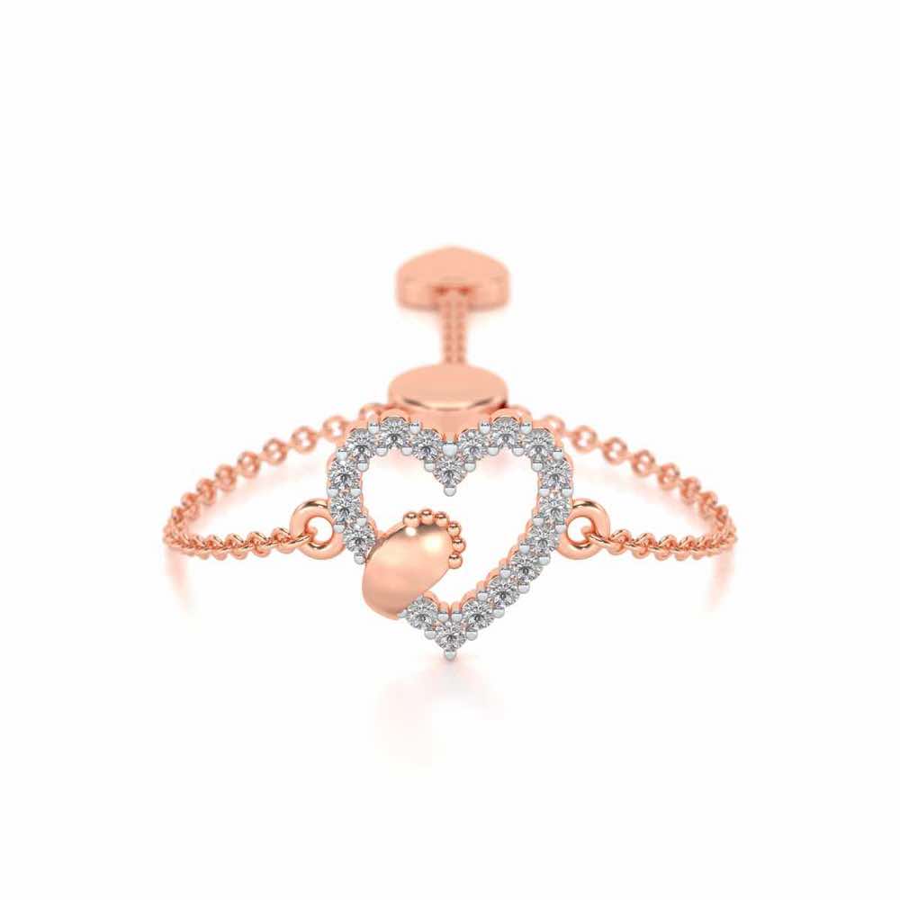 Heart Paw Adjustable Silver Ring - Rose Gold - Image 1