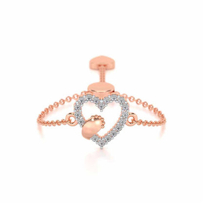 Heart Paw Adjustable Silver Ring - Rose Gold - Image 1