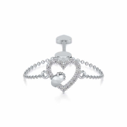 Heart Paw Adjustable Silver Ring - White Gold - Image 1