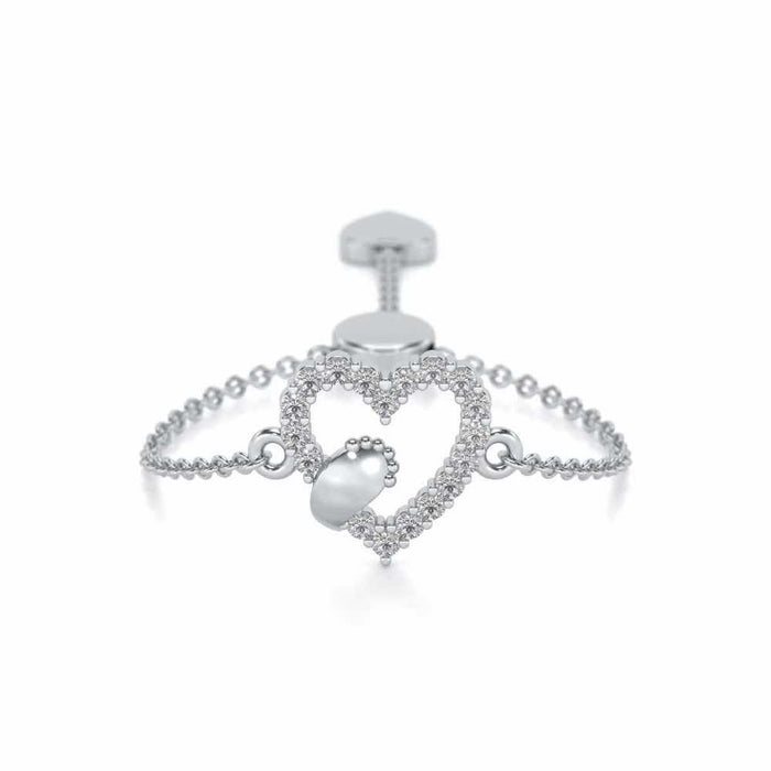 Heart Paw Adjustable Silver Ring - White Gold - Image 1