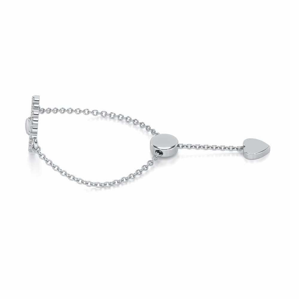 Heart Paw Adjustable Silver Ring - White Gold - Image 2