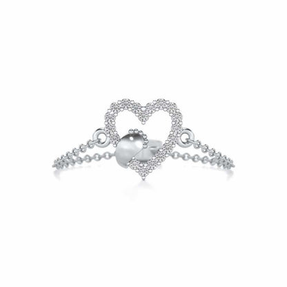 Heart Paw Adjustable Silver Ring - White Gold - Image 4