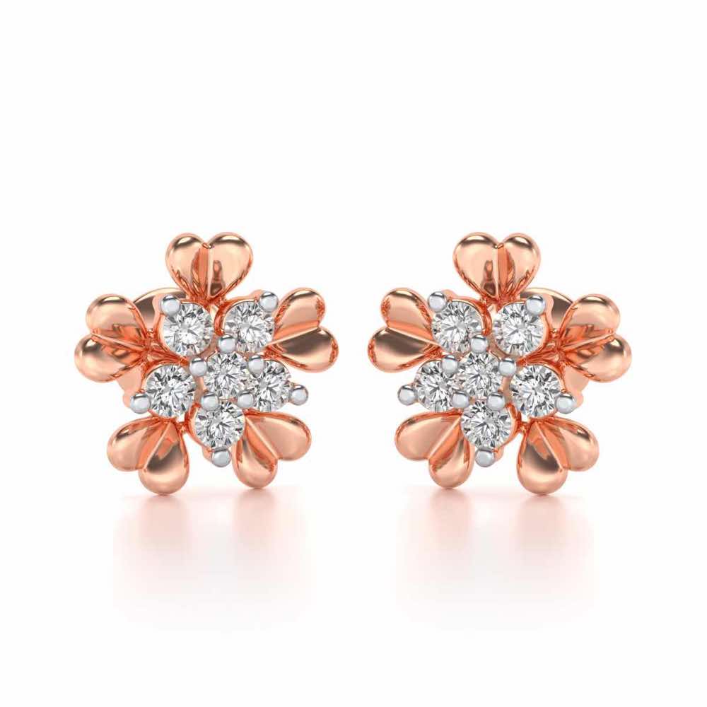 Heart Petals Silver Earrings - Rose Gold - Image 1