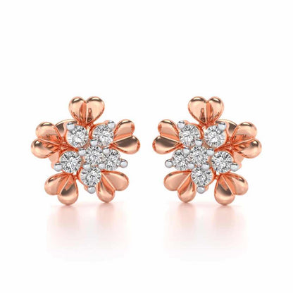 Heart Petals Silver Earrings - Rose Gold - Image 1