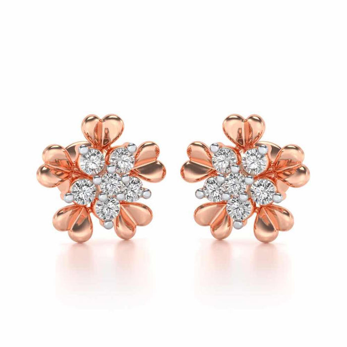 Heart Petals Silver Earrings - Rose Gold - Image 1